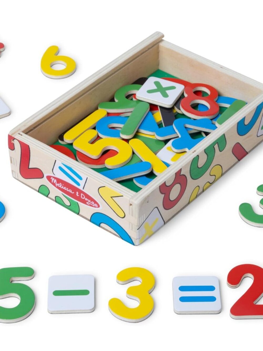 37 Wooden Number Magnets in a Box